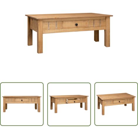 The Living Store Table basse 100x60x45 cm Pin massif Assortiment Panama - Table Basse - Meuble Salon - Table En Bois - Table Design - Table D'appoint