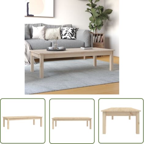 The Living Store Table basse 110x50x30 cm Bois massif de pin - Table Basse - Meuble TV - Table D'appoint - Table Ronde - Bois Massif