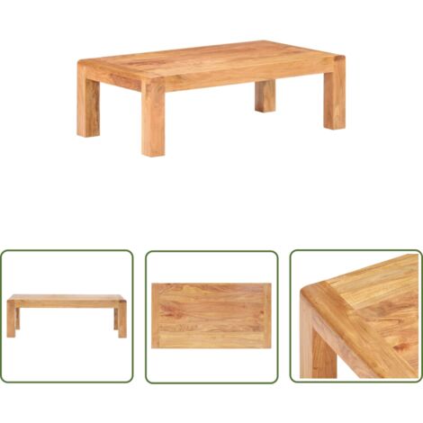 The Living Store Table basse 110x60x35 cm Bois d'acacia massif et finition miel - Table Basse Acacia - Meuble Rustique - Table D'appoint - Décoration Intérieure - Mobilier Salon