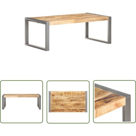 The Living Store Table basse 110x60x40 cm Bois de manguier brut - Table Basse - Meuble Salle Séjour - Table Design - Table Bois - Table Industrielle