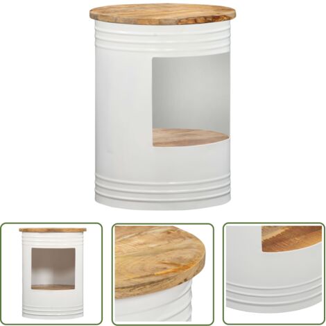 The Living Store Table basse 43x55 cm Bois de manguier solide - Table Basse - Table D'appoint - Mobilier - Bois De Manguier - Design Rustique