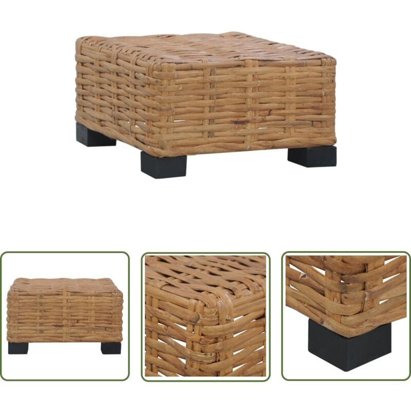Hommoo - The Living Store Table basse 47x47x28 cm rotin naturel - Table Basse - Meuble De Jardin - Mobilier Extérieur - Rotin Naturel - Acacia