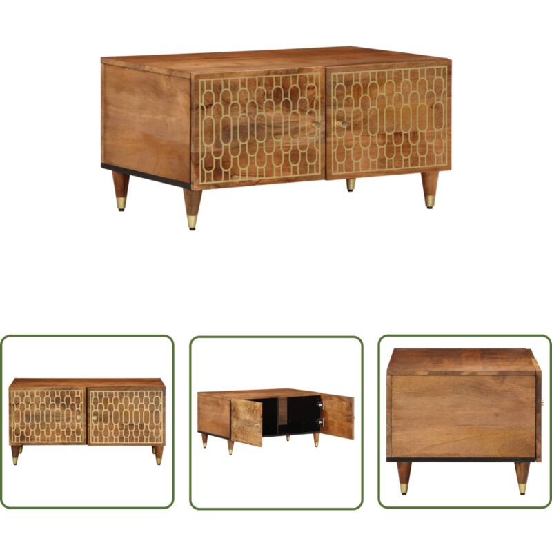 The Living Store - Table basse 80x50x40 cm bois de manguier massif - Table Basse - Table D'appoint - Mobilier Salon - Bois De Manguier - Design