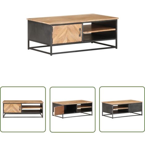 The Living Store Table basse 90x50x35 cm Bois d'acacia massif - Table Basse - Meuble Salon - Table D'appoint - Acacia Massif - Table Design