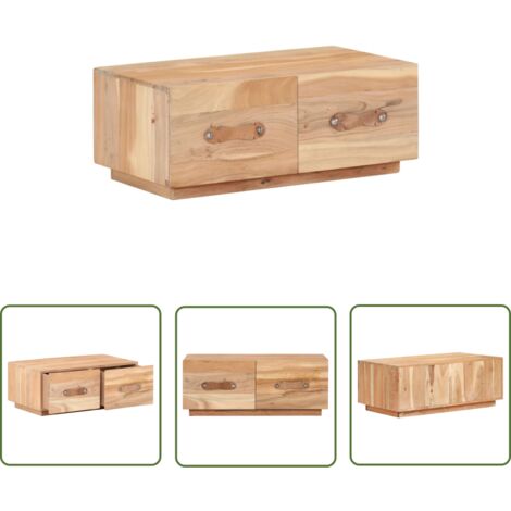 The Living Store Table basse 90x50x35 cm Bois de récupération massif - Table Basse Rustique - Table Basse Vintage - Meubles En Bois Recyclé - Table D'appoint Design - Table Basse Industrielle