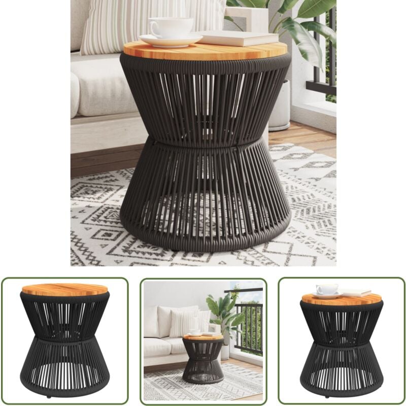 The Living Store - Table basse avec base en fil de fer noir bois d'acacia massif - Table Basse - Meuble De Jardin - Acacia Massif - Design Moderne