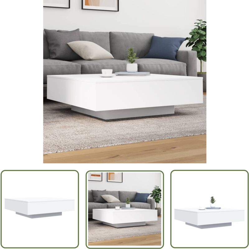 The Living Store - Table basse blanc 100x100x31 cm bois d'ingénierie - Table Basse - Meuble Salon - Table D'appoint - Design Moderne - Bois