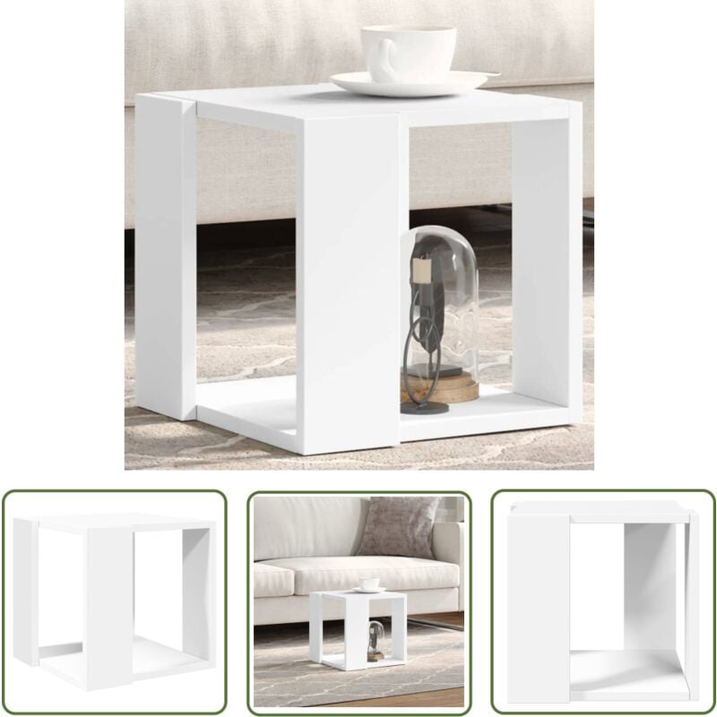 Table basse blanc 32x32x30 cm bois d'ingénierie - Table Basse - Meuble Salon - Table D'appoint - Bout De Canapé - Table Blanche - The Living Store