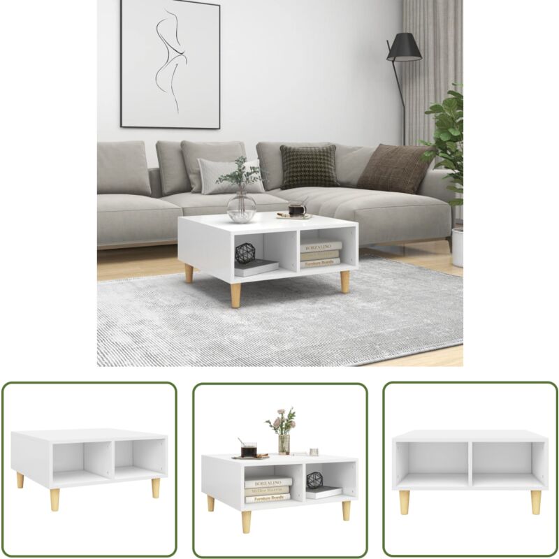 Abcrital - The Living Store Table basse blanc 60x60x30 cm bois d'ingénierie - Table Basse - Meuble Design - Style Scandinave - Table D'appoint Abcrital - The Living Store Table basse blanc 60x60x30 cm bois d'ingénierie - Table Basse - Meuble Design - Style Scandinave - Table D'appoint