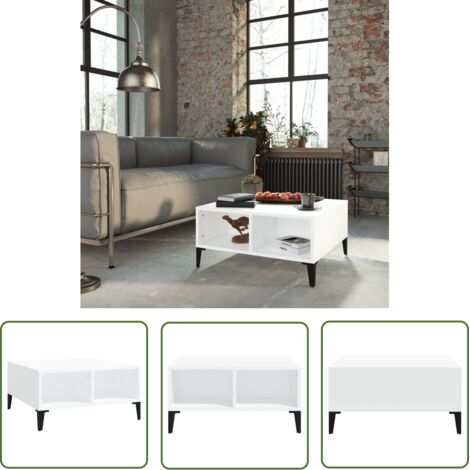 The Living Store Table basse blanc 60x60x30 cm bois d'ingénierie - Table Basse - Table D'appoint - Meubles De Salon - Mobilier Contemporain - Table Blanche