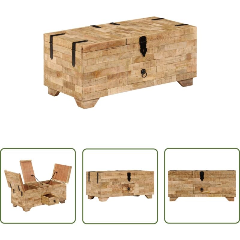 The Living Store - Table basse Bois de manguier massif 80x40x35 cm - Table Basse - Meubles De Salon - Table D'appoint - Bois De Manguier - Mobilier