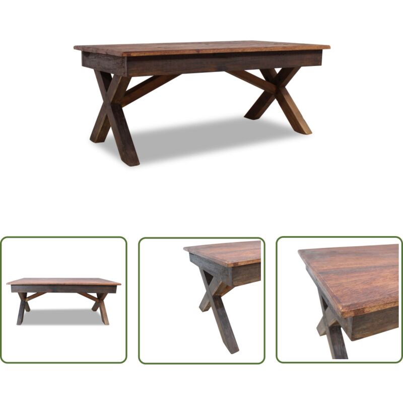 The Living Store - Table basse bois de récupération mélangé 110x60x45 cm - Table Basse - Meuble Rustique - Table En Bois - Table D'appoint - Design