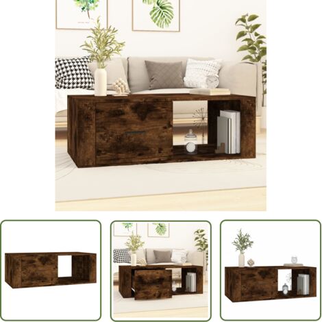 The Living Store Table basse Chêne fumé 100x50,5x35 cm Bois d'ingénierie - Table Basse - Meuble TV - Table D'appoint - Salon - Design Moderne