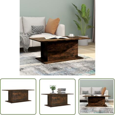 The Living Store Table basse Chêne fumé 102x55,5x40 cm Bois d'ingénierie - Table Basse - Meuble Salon - Table D'appoint - Table Chêne Fumé - Bois D'ingénierie