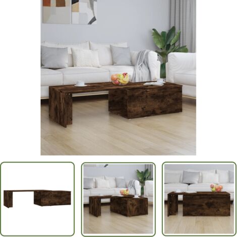 The Living Store Table basse Chêne fumé 150x50x35 cm Bois d'ingénierie - Table Basse - Meuble Salon - Table D'appoint - Bout De Canapé - Table Ronde