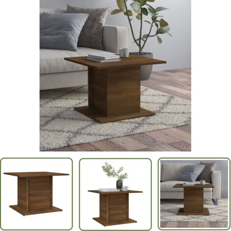 The Living Store Table basse chêne marron 55,5x55,5x40 cm bois d'ingénierie - Table Basse - Meuble Salon - Table D'appoint - Table Ronde - Bois D'ingénierie