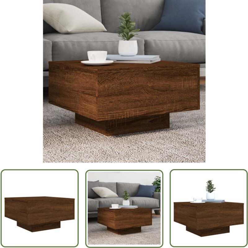 The Living Store - Table basse chêne marron 55x55x31 cm bois d'ingénierie - Table Basse - Meuble Salon - Table D'appoint - Table Design - Table En