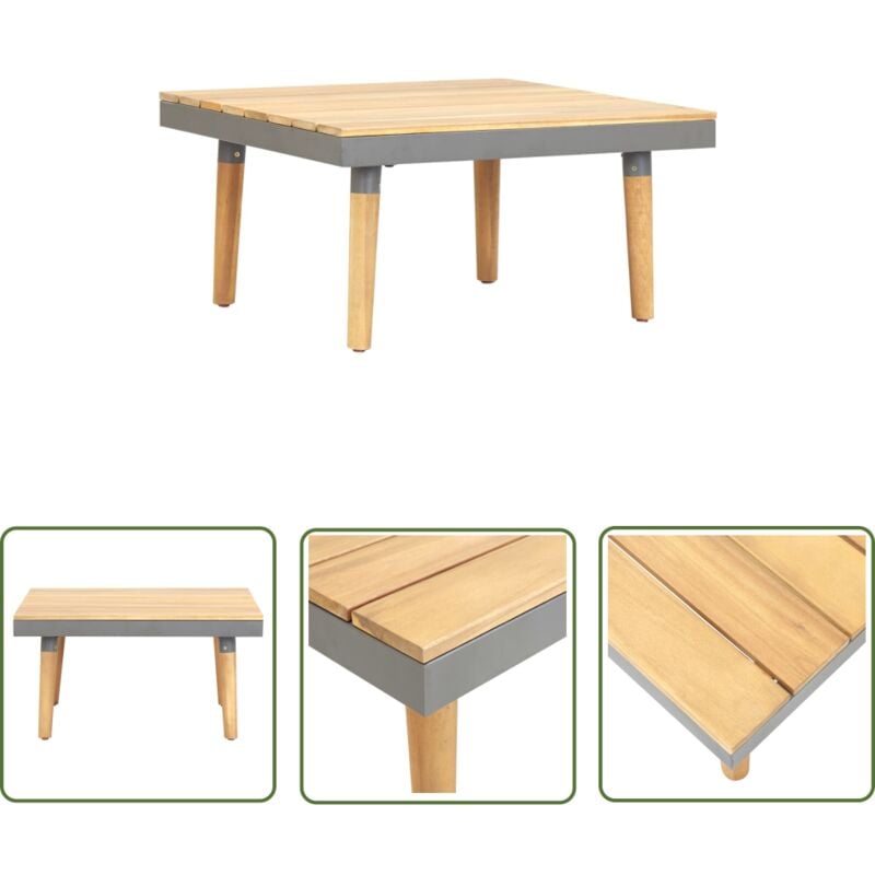 Devenirriche - The Living Store Table basse de jardin 60x60x31,5 cm Bois solide d'acacia - Table Basse Extérieure - Table Basse Acacia - Meubles De