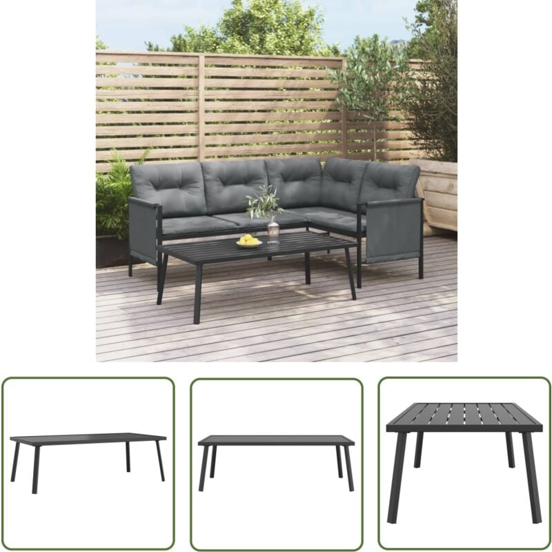 The Living Store Table basse de jardin anthracite 110x55x35 cm acier - Table Basse Jardin - Salon De Jardin - Mobilier De Jardin - Table Extérieure