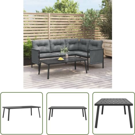 THE LIVING STORE Table basse de jardin anthracite 110x55x35 cm acier - Table Basse Jardin - Salon De Jardin - Mobilier De Jardin - Table Extérieure - Table En Acier