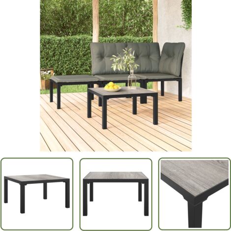 The Living Store Table basse de jardin gris 55x55x31 cm DPC et acier - Table Basse Jardin - Mobilier De Jardin - Table Extérieure - Table D'appoint - Acier Inoxydable