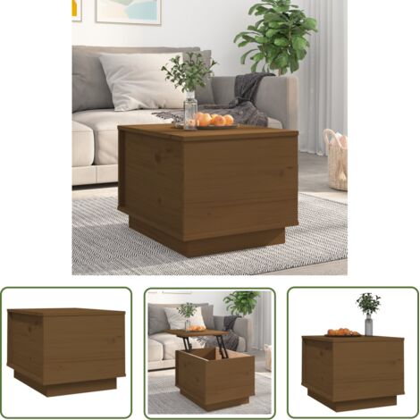 The Living Store Table basse Marron miel 40x50x35 cm Bois massif de pin - Table Basse - Meuble Salon - Table D'appoint - Bout De Canapé - Table En Bois