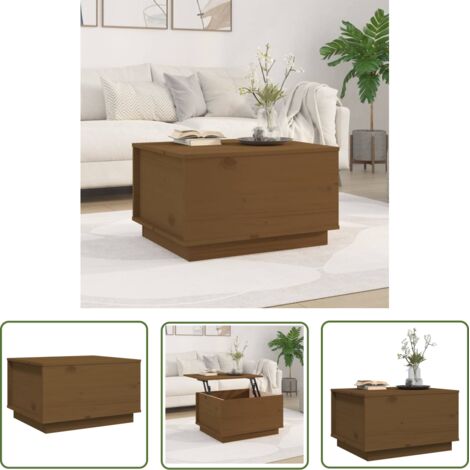 The Living Store Table basse Marron miel 60x50x35 cm Bois massif de pin - Table Basse - Meuble TV - Table D'appoint - Table Design - Table En Bois