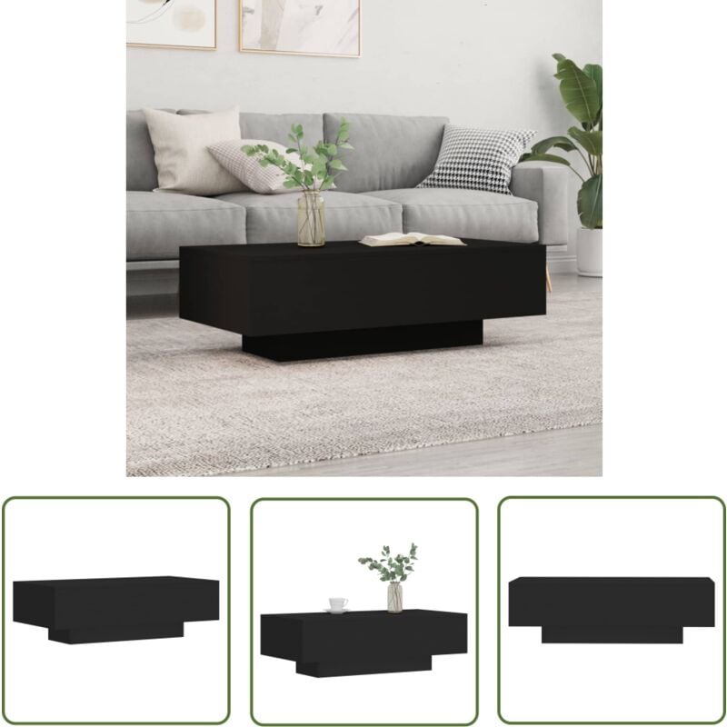 The Living Store - Table basse noir 100x49,5x31 cm bois d'ingénierie - Table Basse - Meuble Salon - Table D'appoint - Design Moderne - Bois