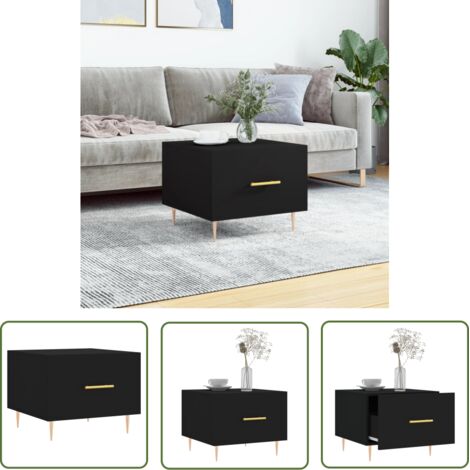 The Living Store Table basse Noir 50x50x40 cm Bois d'ingénierie - Table Basse - Meuble Salon - Table D'appoint - Table Design - Mobilier Moderne