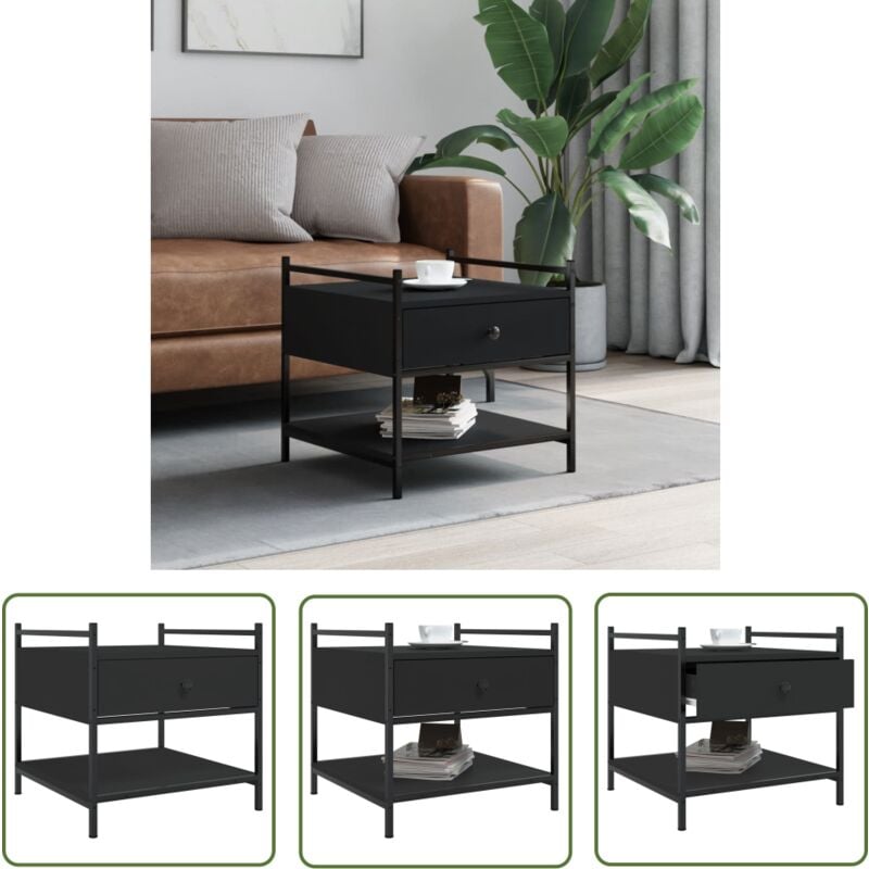The Living Store Table basse noir 50x50x50 cm bois d'ingénierie - Table Basse - Meuble Salon - Table D'appoint - Table Design - Mobilier Moderne