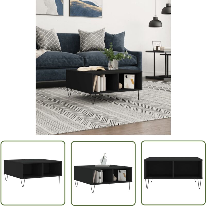 Table basse noir 60x60x30 cm bois d'ingénierie - Table Basse - Meuble Salon - Table D'appoint - Table Design - Table Noire - The Living Store