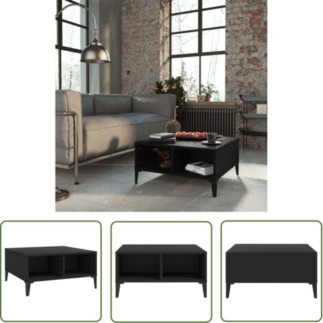The Living Store Table basse noir 60x60x30 cm bois d'ingénierie - Table Basse - Meubles De Salon - Table D'appoint - Table Noire - Table Design