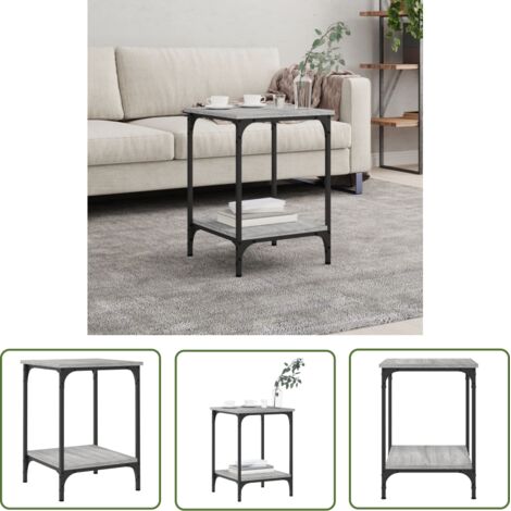The Living Store Table basse sonoma gris 40x40x55 cm bois d'ingénierie - Table Basse - Meuble Salon - Table D'appoint - Table Ronde - Design Moderne