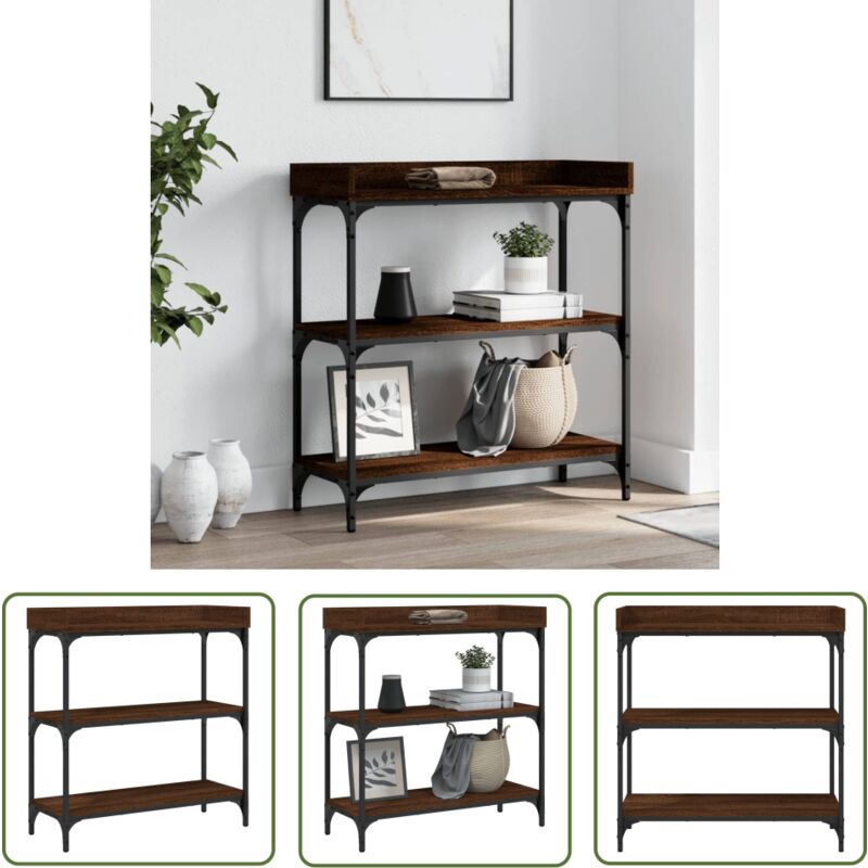 The Living Store - Table console avec étagères chêne marron 75x30x80 cm - Table Basse - Table D'appoint - Meuble D'entrée - Table Console - Mobilier