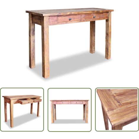 The Living Store Table console bois d'acajou massif 123x42x75 cm - Table Basse - Meuble Rustique - Table Console - Table D'appoint - Bois Acajou
