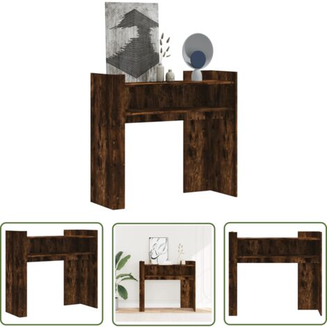 The Living Store Table console chêne fumé 100x35x90 cm bois d'ingénierie - Table Basse - Meuble D'entrée - Table D'appoint - Table Console - Étagère Murale