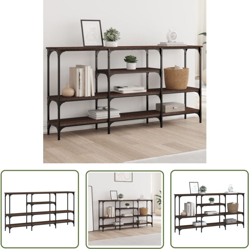 The Living Store - Table console chêne marron 160x29x80 cm bois d'ingénierie - Table Basse - Meuble D'entrée - Table D'appoint - Table Console