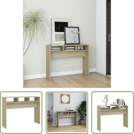 The Living Store Table console chêne sonoma 105x30x80 cm bois d'ingénierie - Table Basse - Meuble D'entrée - Table D'appoint - Rangement Décoratif - Bois D'ingénierie