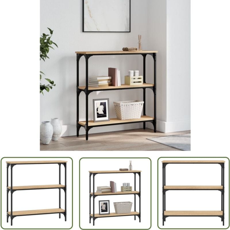 The Living Store - Table console chêne sonoma 75x22,5x75 cm bois d'ingénierie - Table Basse - Meuble D'entrée - Table D'appoint - Table Console