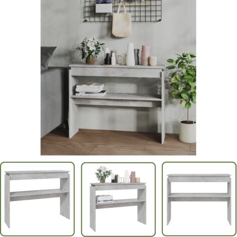 The Living Store Table console gris béton 102x30x80 cm bois d'ingénierie - Table Basse - Meuble D'entrée - Table D'appoint - Rangement Décoratif - Design Moderne