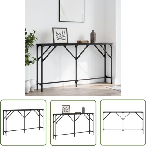 The Living Store Table console noir 140x23x75 cm bois d'ingénierie - Table Basse - Table D'appoint - Meuble Élégant - Table Console - Décoration Intérieure