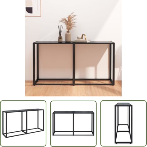 The Living Store Table console Noir 140x35x75,5 cm Verre trempé - Table Basse - Meuble Design - Table D'appoint - Table En Verre Trempé - Table Noire