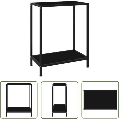 The Living Store Table console Noir 60x35x75 cm Verre trempé - Table Basse - Meuble Design - Table D'appoint - Table Console - Mobilier Contemporain