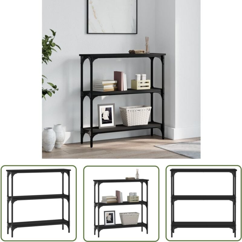 The Living Store - Table console noir 75x22,5x75 cm bois d'ingénierie - Table Basse - Table D'appoint - Meuble D'entrée - Table Console - Mobilier