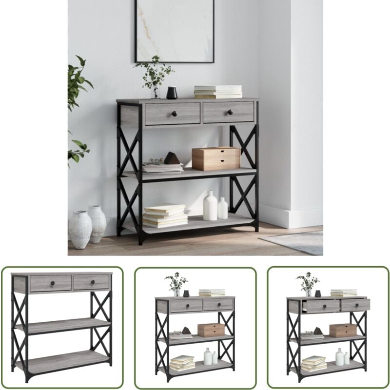 The Living Store - Table console sonoma gris 75x28x75 cm bois d'ingénierie - Table Basse - Table D'appoint - Meuble D'entrée - Table Console - Design