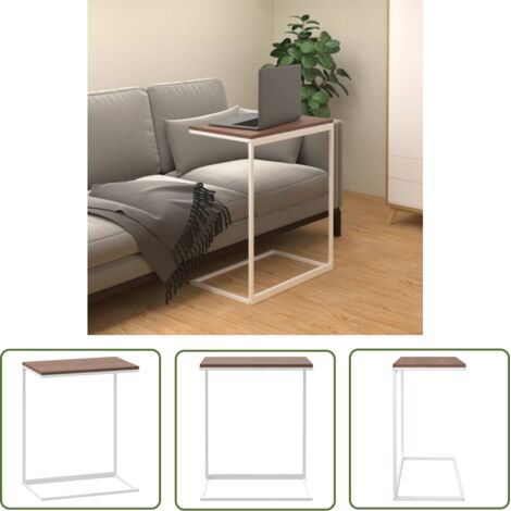 The Living Store Table d'appoint Blanc 55x35x66 cm Bois d'ingénierie - Table D'appoint - Table Basse - Meuble Salon - Table Côté Canapé - Table Blanche