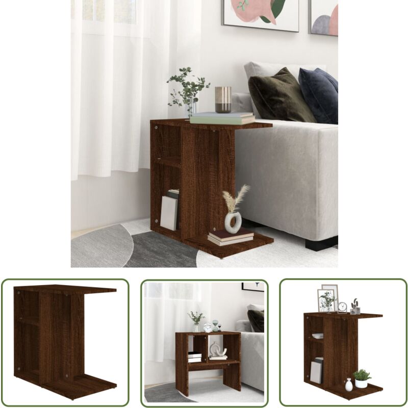 The Living Store - Table d'appoint Chêne marron 50x30x50 cm Bois d'ingénierie - Table D'appoint - Meuble Design - Table Basse - Table Ronde