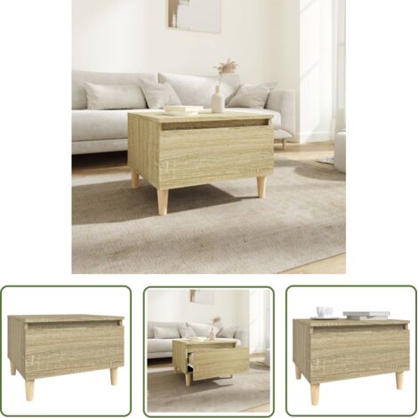 The Living Store Table d'appoint Chêne sonoma 50x46x35 cm Bois d'ingénierie - Table D'appoint - Table Basse - Meuble Design - Style Scandinave - Rangement Intérieur