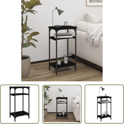 The Living Store Table d'appoint Noir 40x30x75 cm Bois d'ingénierie - Table D'appoint - Table Basse - Meuble Industriel - Table Design - Rangement Intérieur