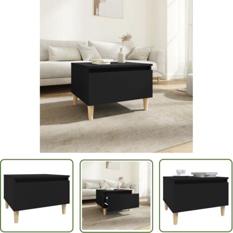 The Living Store Table d'appoint Noir 50x46x35 cm Bois d'ingénierie - Table D'appoint - Meuble Design - Table Basse - Mobilier Scandinave - Table Noire